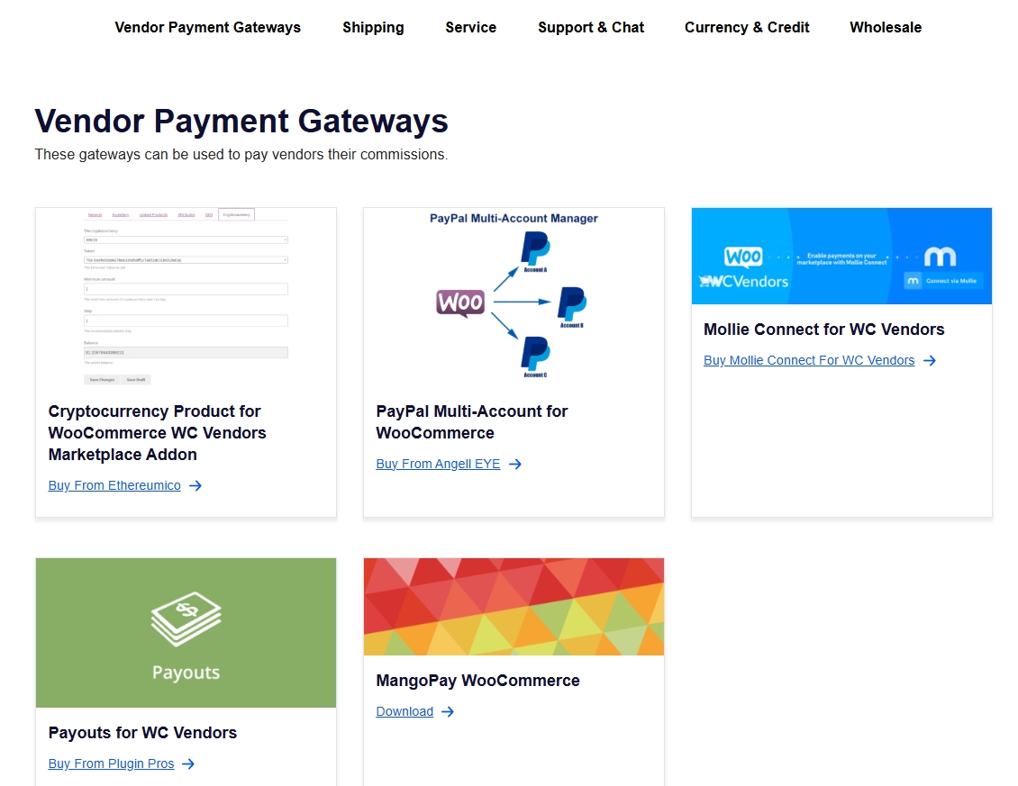 WC Vendor compatible gateways and plugins landing page