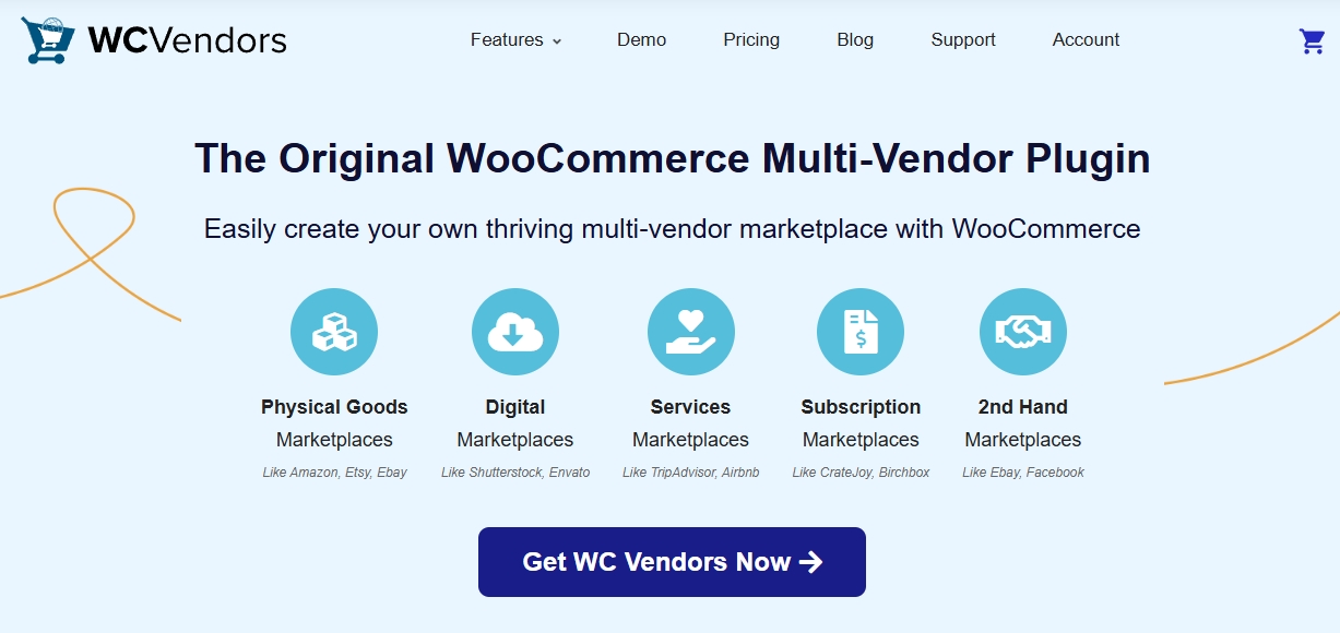 WC Vendors website homepage