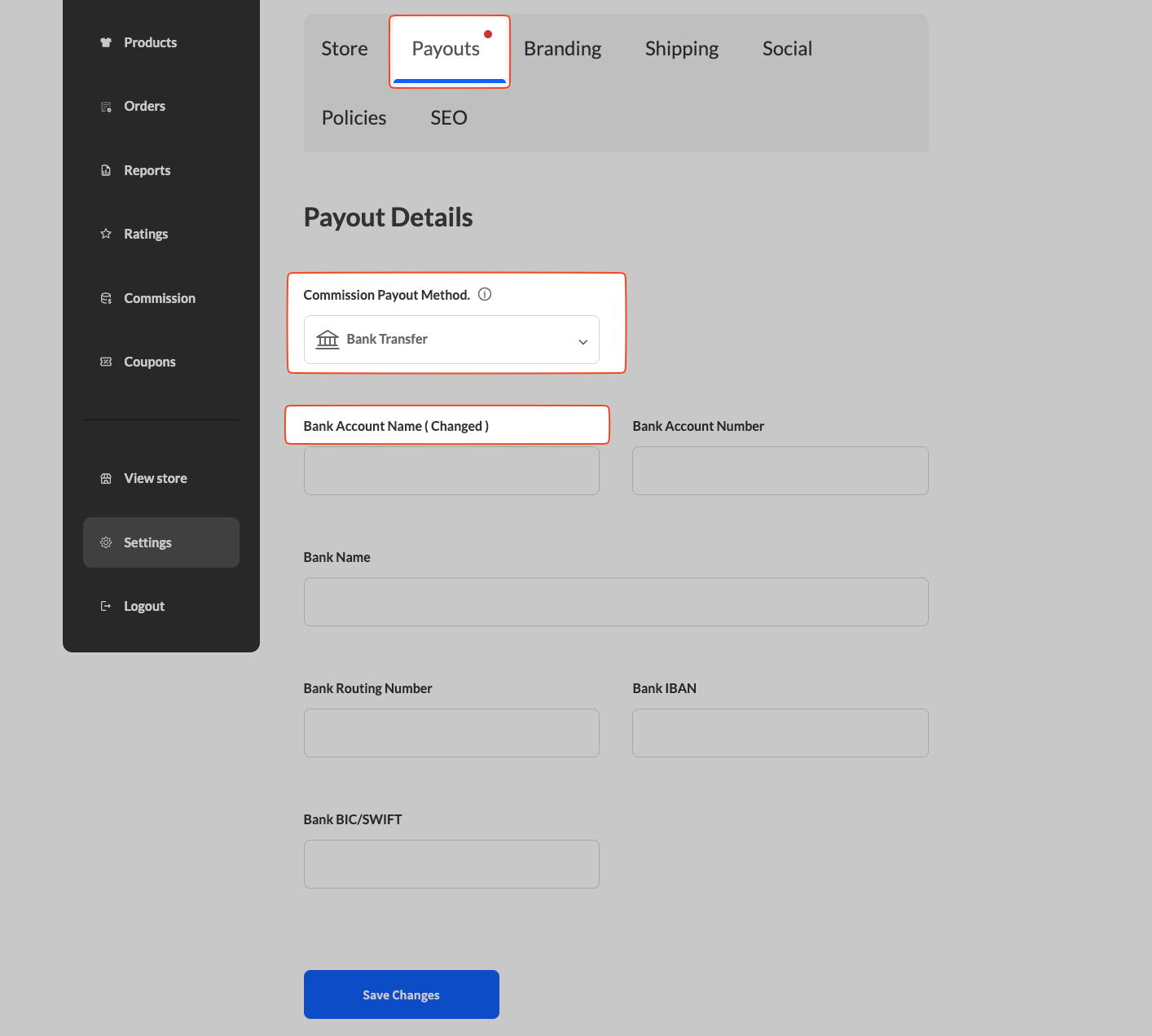 Step 5 Updated field label on Vendor Dashboard