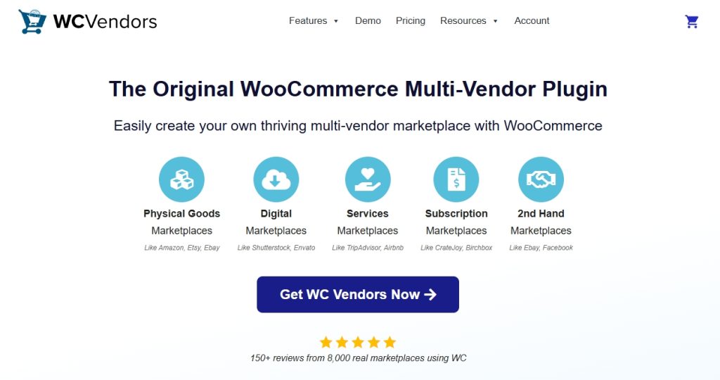 WC Vendors homepage