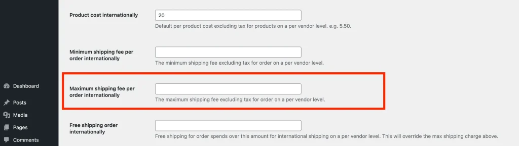 wcv - shipping per qty - shipping setting - global marketplace level - international max - WC Vendors