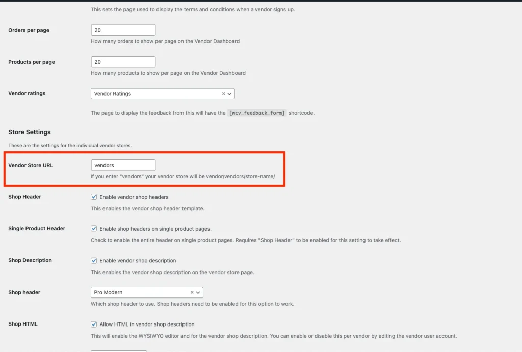 wcv - 404 - display settings - WC Vendors