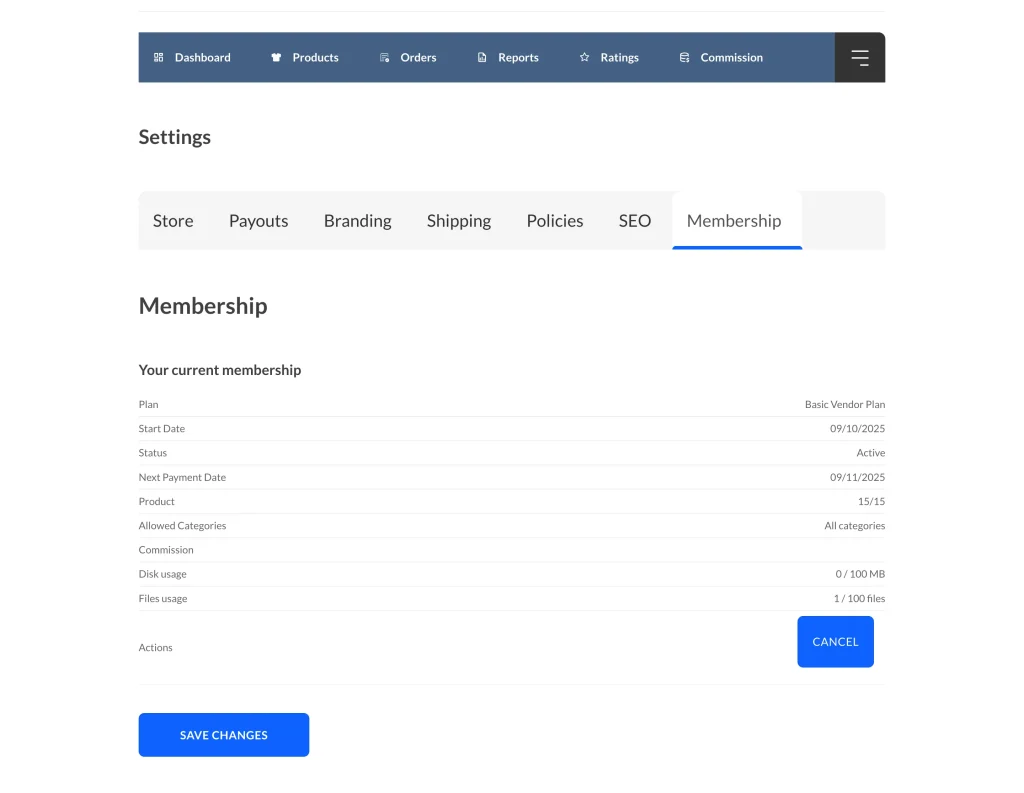 wcv - free membership plan - before full details - WC Vendors
