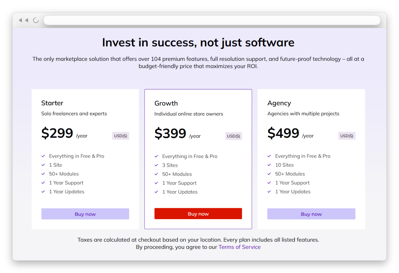 wcv-multivendorx-pricing - WC Vendors MultiVendorX website pricing page