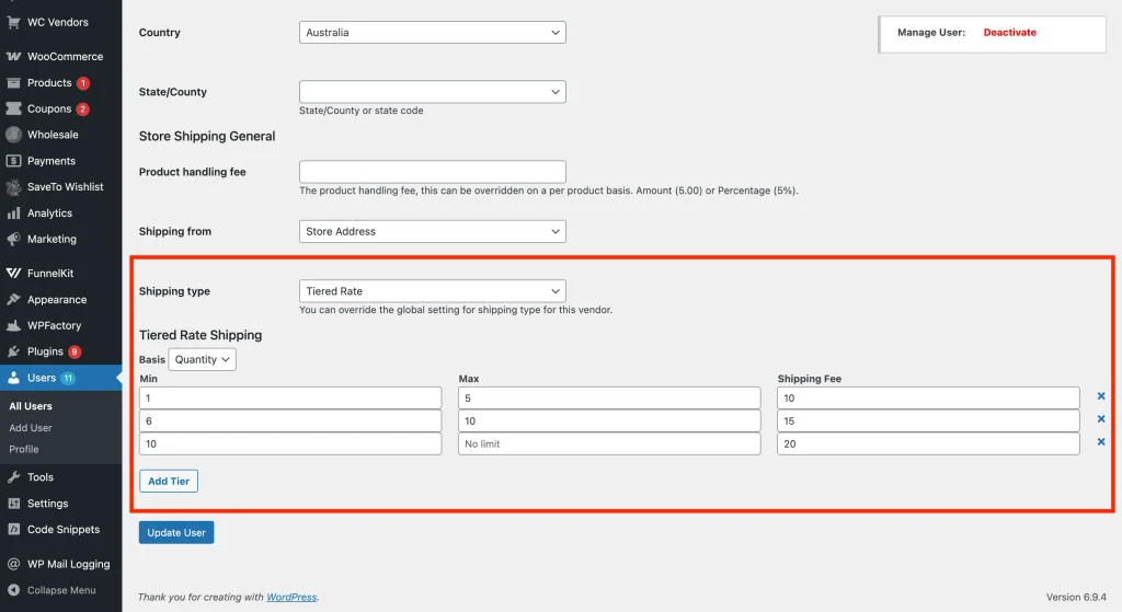 wcvp - tiered shipping - vendor level - WC Vendors Customizing tiered rates for specific vendors
