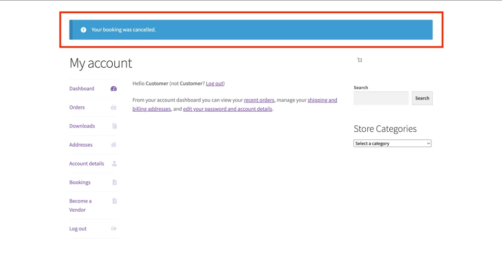 wcvwb - customer booking is cancelled - WC Vendors Booking is Cancelled from the Customer Account Dashboard