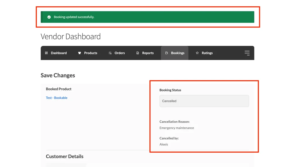 wcvwb - vendor booking is cancelled - WC Vendors Booking is Cancelled from the Vendor Dashboard