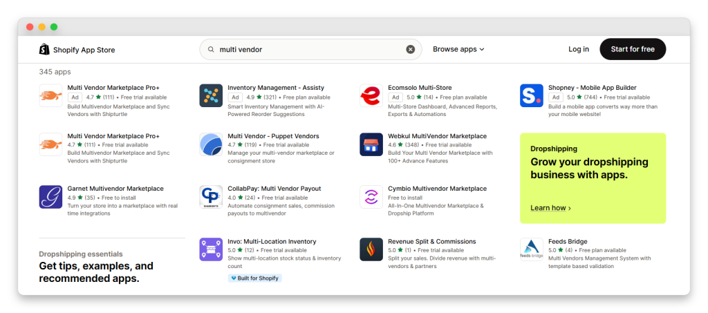 Shopify App Store website
