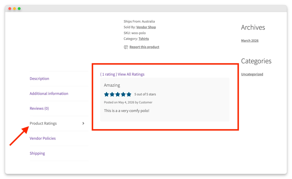 WooCommerce marketplace product page showing product reviews