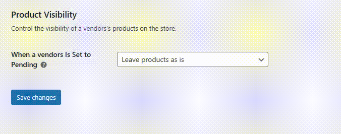 Product visibility dropdown choices