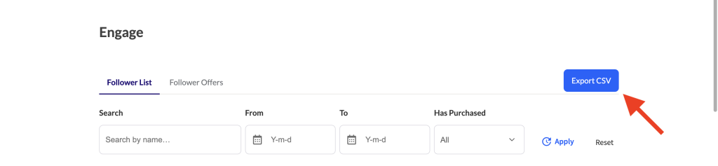 wc-vendors-engage-vendor-dashboard-list-export-csv - WC Vendors The Engage sub-navigation bar with the Export CSV button visible