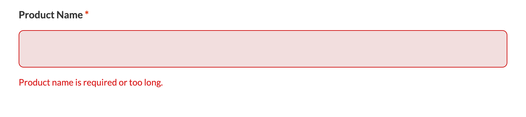 Product form validation error - WC Vendors Product name field highlighted in red with an inline validation message